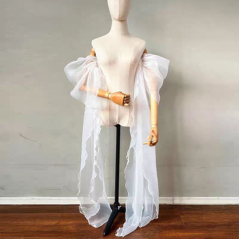 Event Suppliers - Bridal Sleeve Organza Detachable Fluffy Long