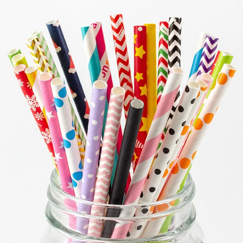 100 Bulk Packed Paper Straws P - Paper Straw Color 评论和价格