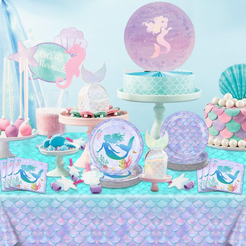 Mermaid Tablecloth -Mermaid Bi - Table Cloth Disposable 评论和价格