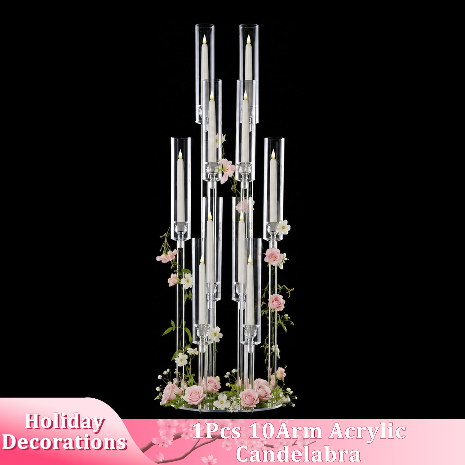 10 Arm Acrylic Candelabra Cent - Centerpiece Stick 评论和价格