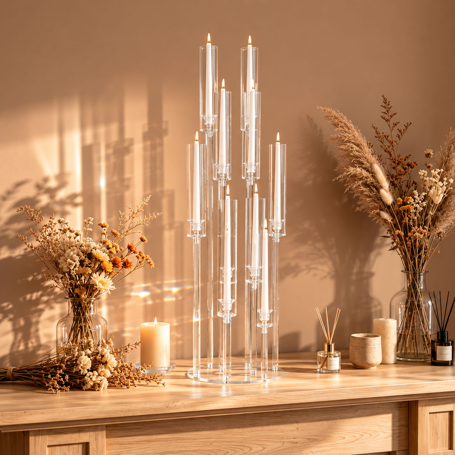 10 Arm Acrylic Candelabra Cent - Centerpiece Stick 评论和价格