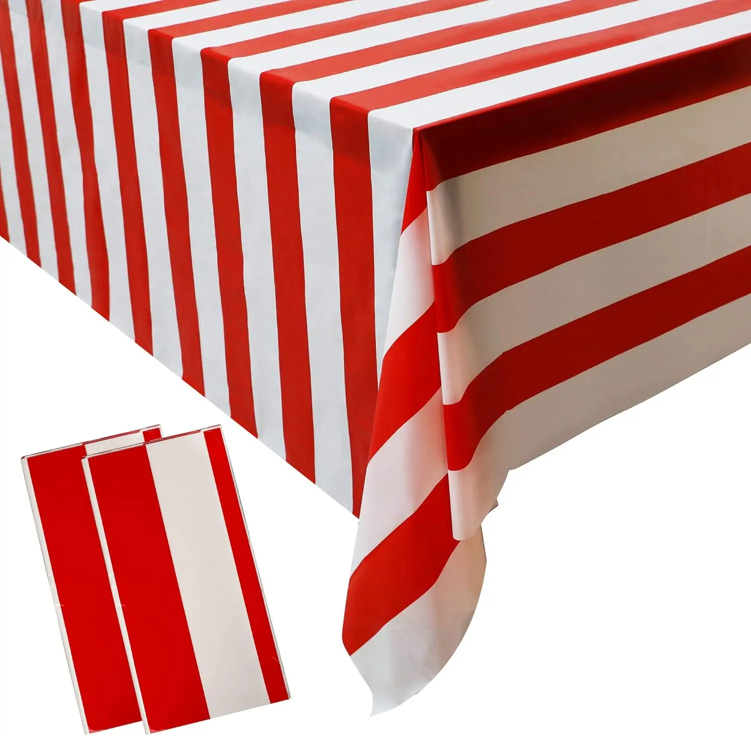 1/2/3pcs Red White Striped Tab - Table Cloth Disposable 评论和价格