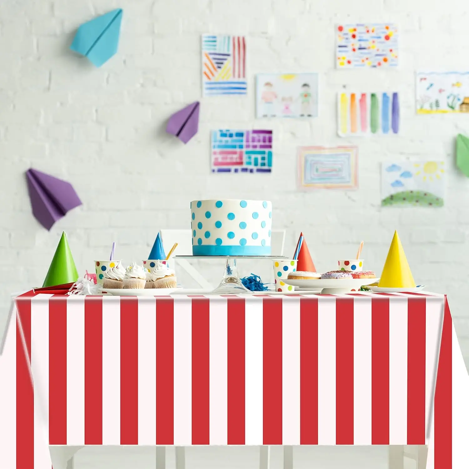 1/2/3pcs Red White Striped Tab - Table Cloth Disposable 评论和价格