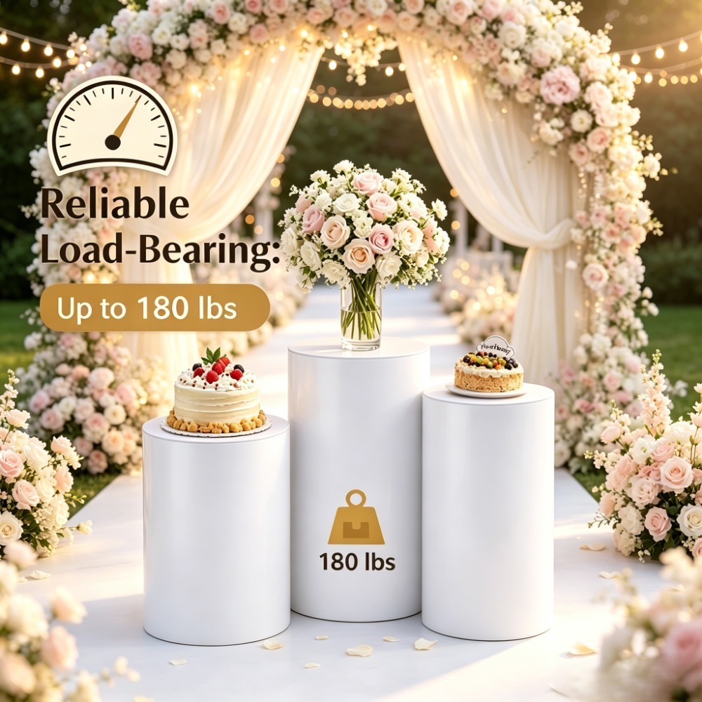 3/5Pcs White Cylinder Pedestal - Dessert Table Backdrop 评论和价格