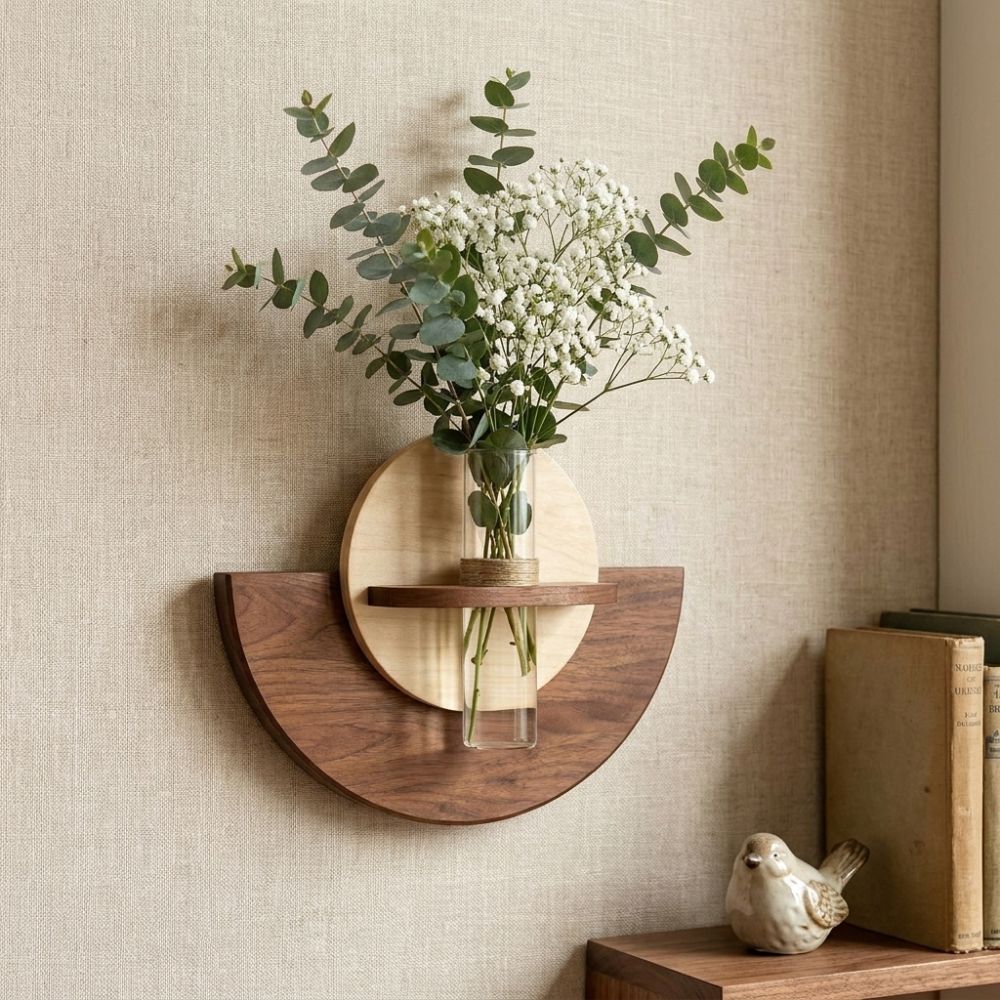 Oval Wood Wall Mount Flower Sh - Flower Wall Panel 评论和价格